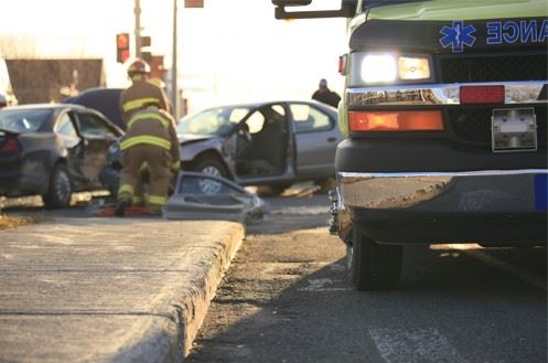 ambulance at scene of Detroit car accident