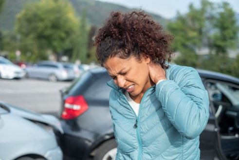 woman with a neck injury after a car accident