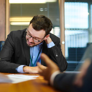 A business owner in distress and needing legal aid
